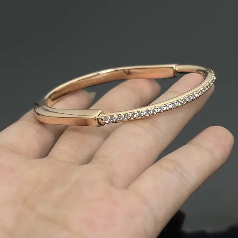 Luxury jewelry gold bracelet lock bracelet bangle gold cuff unisex rose gold silver black classic stainless steel jewelrys designer bangle bracelet women men