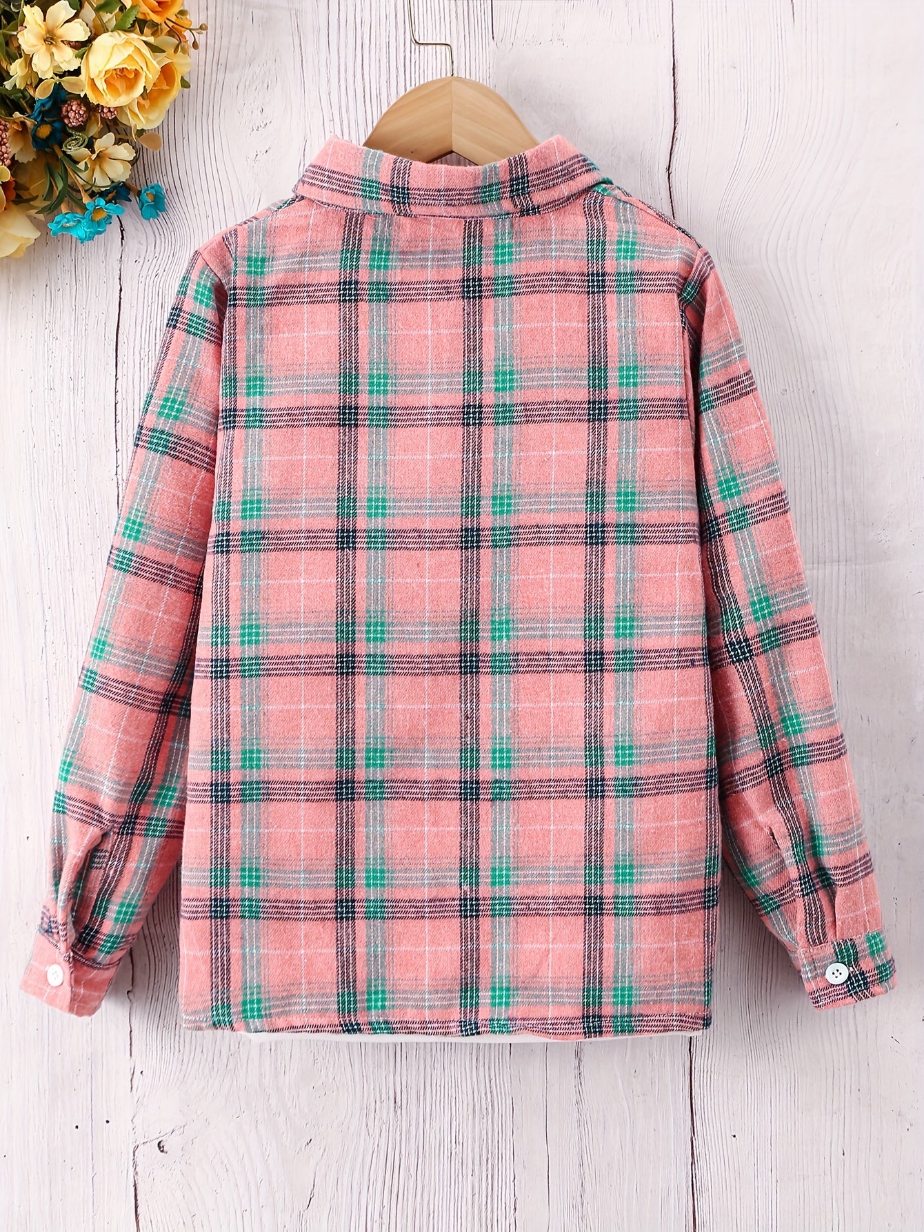 Girls Classic Plaid Shirt - Button-Front Closure, Lapel Collar, Timeless Style for Spring and Fall - Perfect Gift for Party Occasions and Everyday Wear