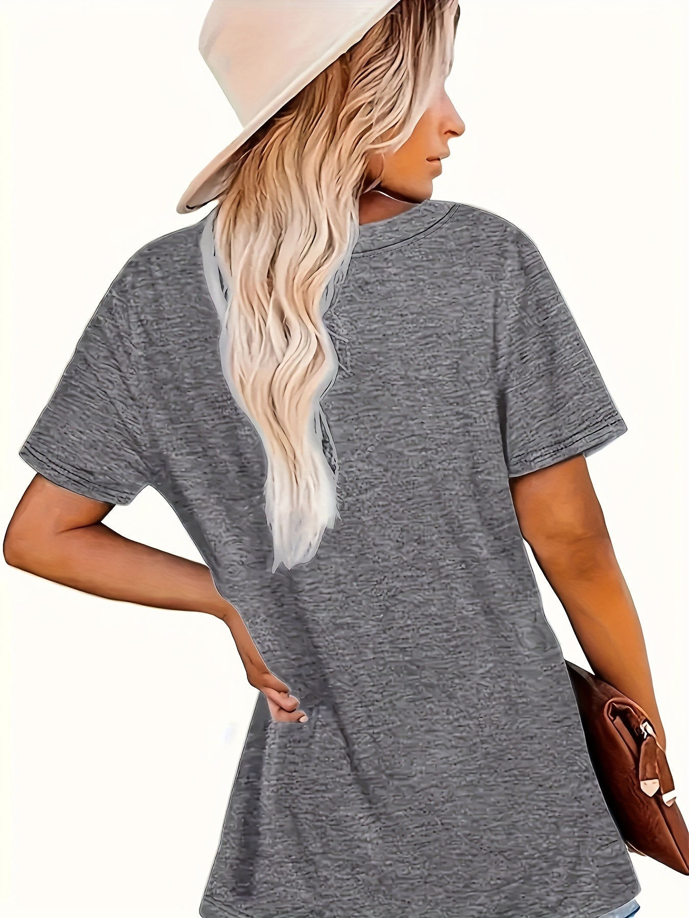 Womens Fashionable Letter Print T-Shirt - Comfortable Crew Neck, Short Sleeve, Casual Summer Top - Versatile Wardrobe Staple