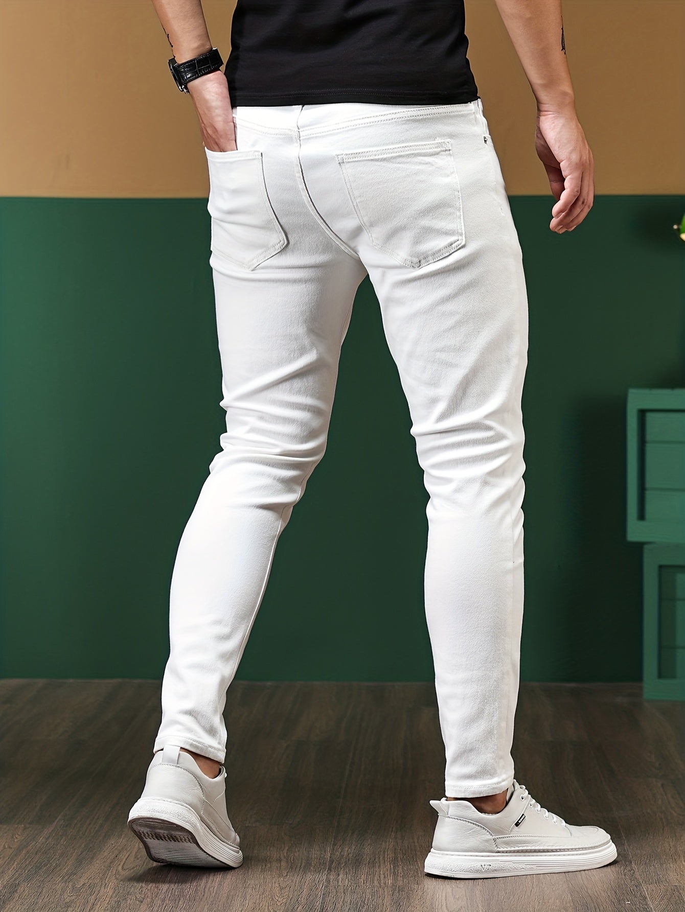 Men's Stretch Denim Jeans - Slim Fit, Casual Street Style with Pockets, Chic and Comfortable