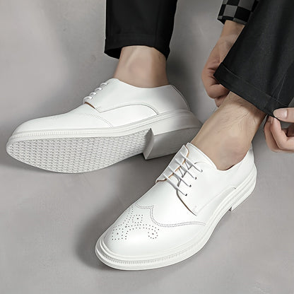 Elegant Men'S White Dress Shoes - Versatile For Weddings, Business & Casual Wear, Slip-On With Lace-Up Option Dress Shoes For Men Casual Shoes For Men