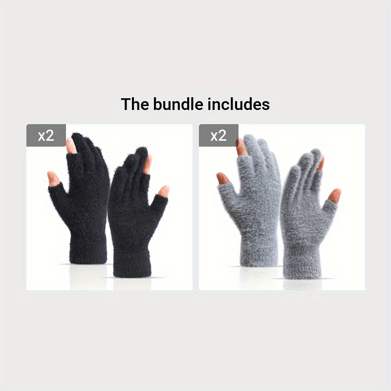 Plus Velvet Thickened Warm Gloves - Soft, Open Fingers Design for Convenient Touch Screen, Coldproof, and Comfortable Writing Experience for Women in Winter