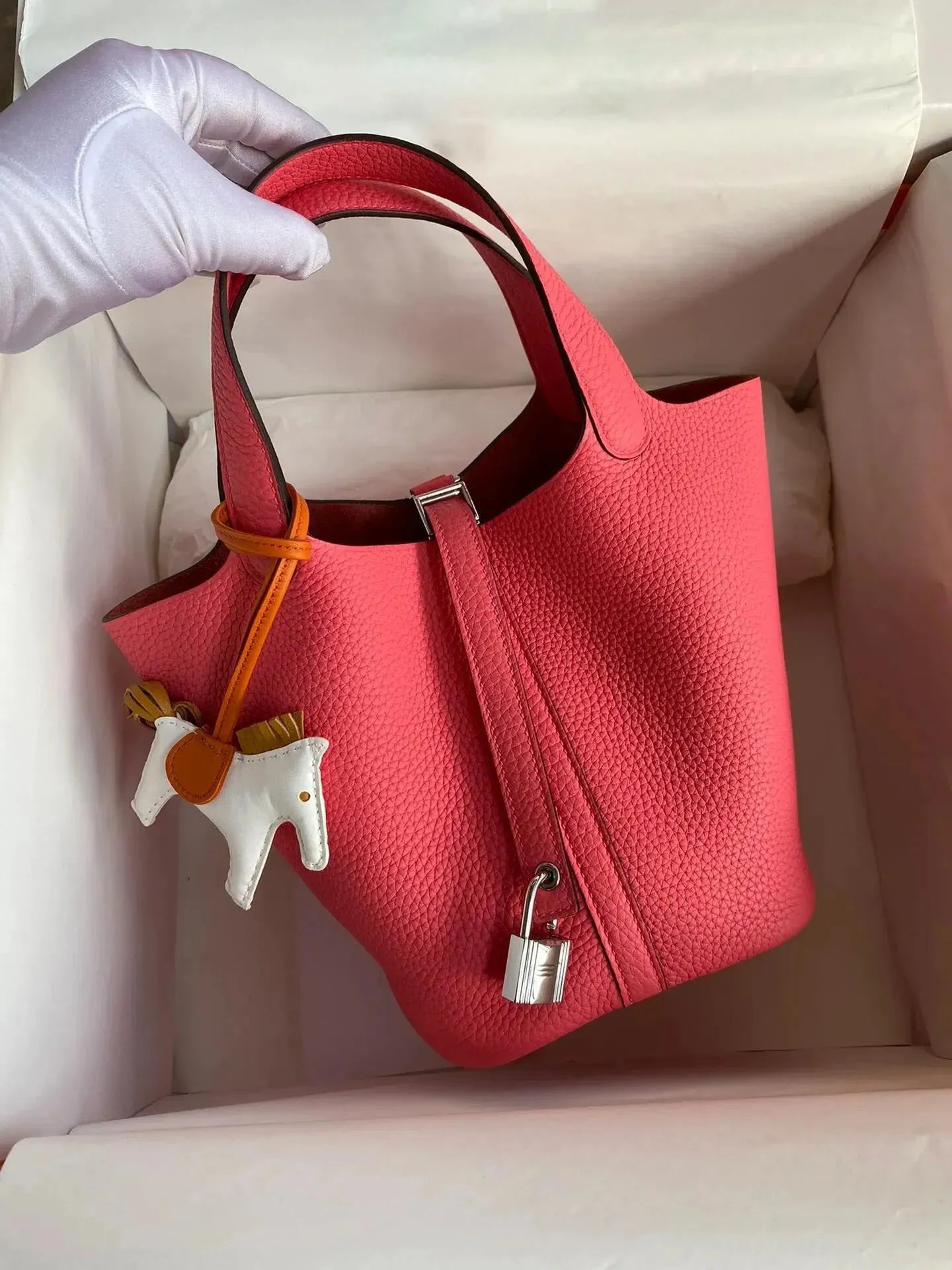 10A Mirror+ Top Quality Picotin lock Bag Women Purse Tote Bucket Bags Handmade Luxury Designer Handbags Classic Fashion Togo Leather Canvas Shopping bag