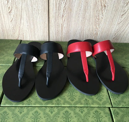 Summer luxury G Sandals Designer women Flip flops Slipper Fashion Genuine Leather slides Metal Chain Ladies Casual shoes