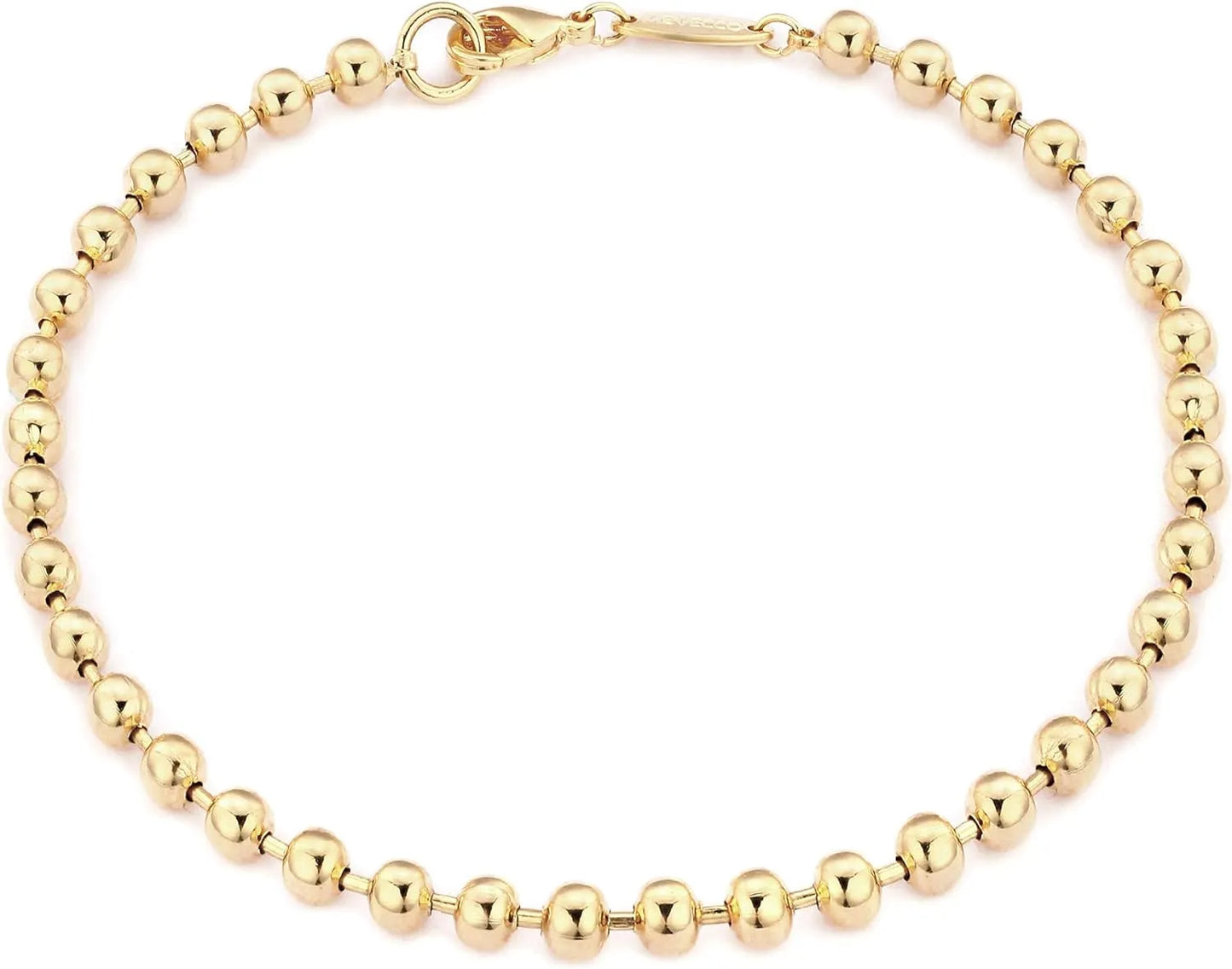 Gold Bracelets Designer for women Beaded Bracelet 18K Gold Plated Handmade Cute Satellite Diamond Cut Oval and Round Beads Rope Chain Dainty Bracelet for Women