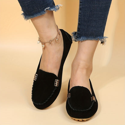 Comfortable Women's Slip-On Loafers with Round Toe - Stylish and Supportive Footwear for All-Day Wear