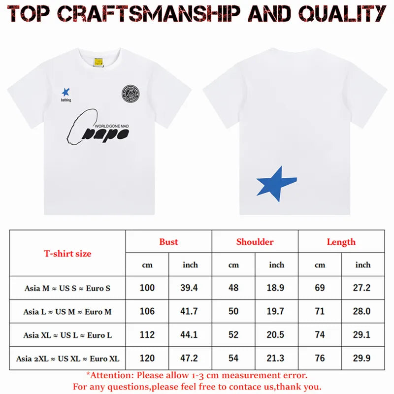 designer Mens T Shirts Top Craftsmanship mens womens Fashion tshirt Foam Print Short Sleeve Street Casual tees Cotton polo tshirts