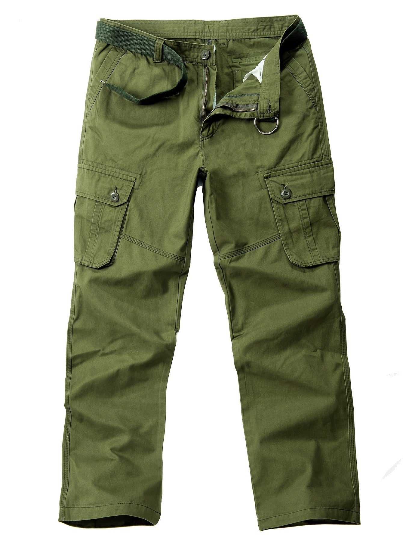 Men's Solid Color Cargo Pants - Trendy Loose Fit, Flap Pockets, Comfortable Casual Wear, Versatile, Breathable, and Durable