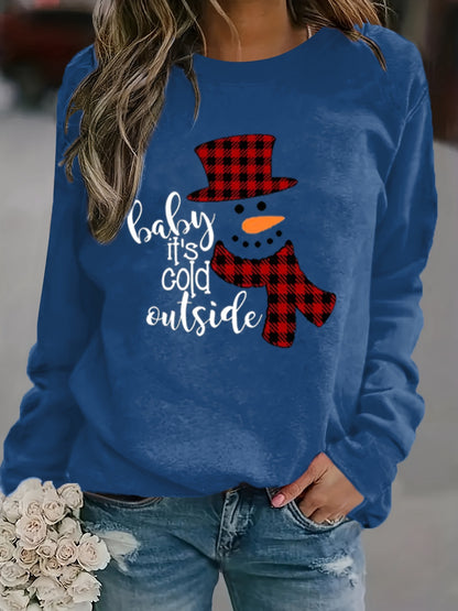 Cozy Women's Merry Christmas Print Sweatshirt - Soft Long Sleeve Pullover with Casual Style, Festive Holiday Design, and Relaxed Fit for Ultimate Comfort