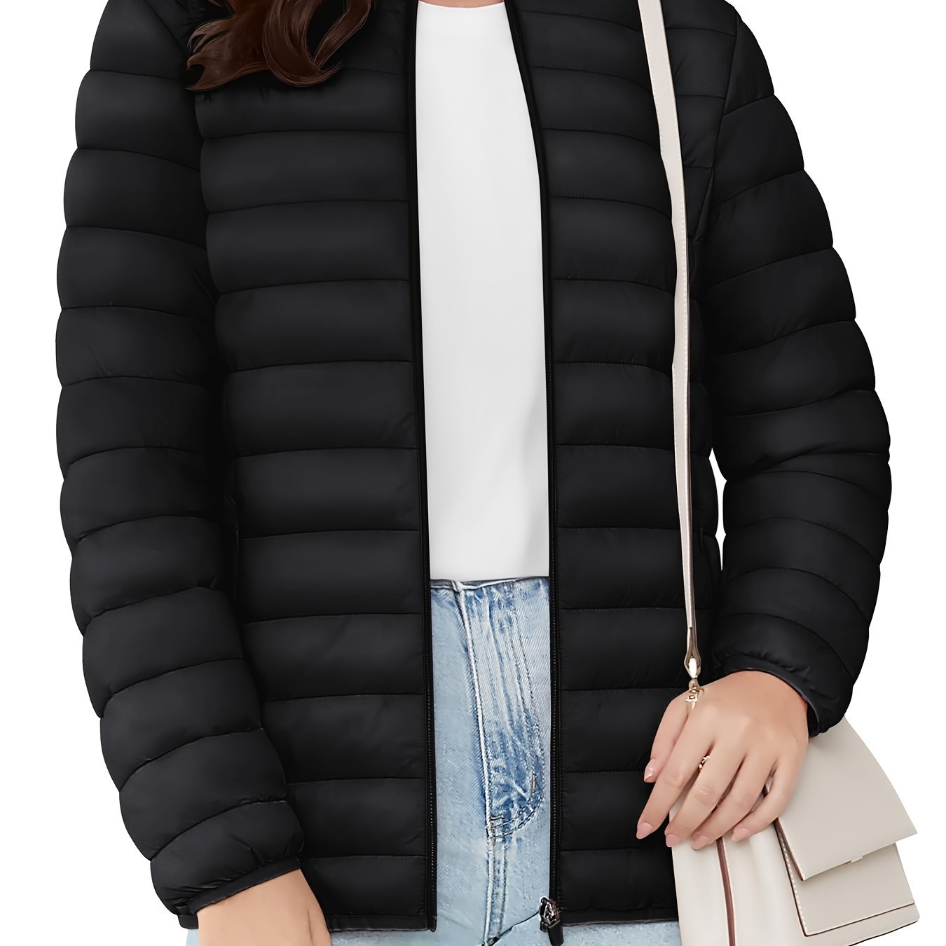 Bnokifin Quilted Puffer Jacket - Ultra-Lightweight, Comfort Soft, Warm, Windproof, Stylish, and Versatile Coat with Stand Collar, Full Zipper, Elastic Cuffs, 4 Pockets, and Perfect for Office Work, School, Travel, Outdoor Activities, and Daily Wear