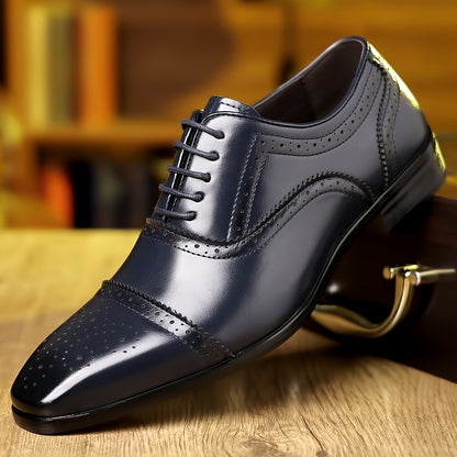 Mens Premium Cap-toe Brogue Oxford Shoes - Fashionable, Comfortable & Durable - Breathable, Anti-skid, Slip-resistant - Ideal for Business Office, All Seasons