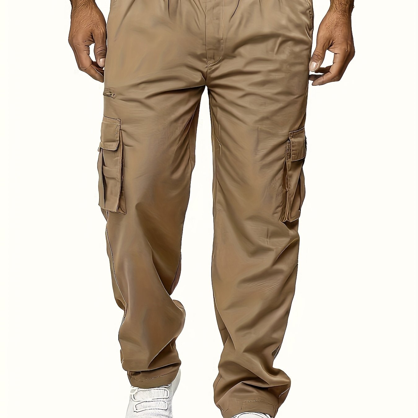 Plus Size Men's Multi-Pocket Relaxed Fit Cargo Pants - Comfortable, Versatile, and Durable Design for Outdoor Enthusiasts and Workers - Ideal for All Seasons and Occasions