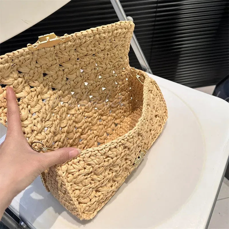 Woman Straw Designer Bag Luxury Chain Bags Crossbody Women Large-capacity Handbag Crochet Fashions Beach Bags Purse Tom_bag