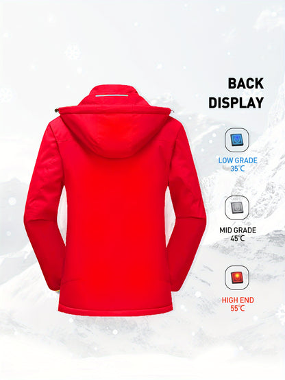 Womens Premium Waterproof Ski Jacket with Hood - Insulated Long Sleeves for Windproof Heating - Durable Outdoor Activewear for All-Weather Adventures