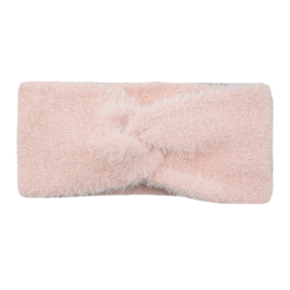 Lianfudai knitted Internet Celebrity Faux Mink Headband Cross Knitted Hair Band Ins New Warm Wool Headband Plush Headdress