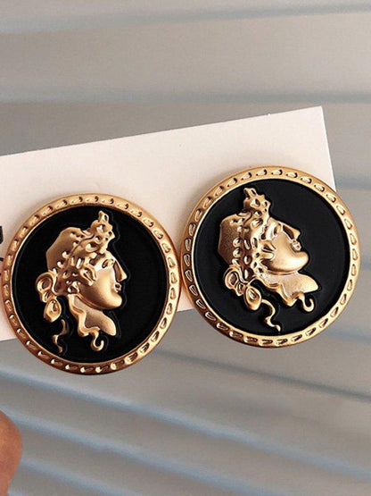 sengpan 2024 New Vintage S925 Needle Portrait Coin Earrings