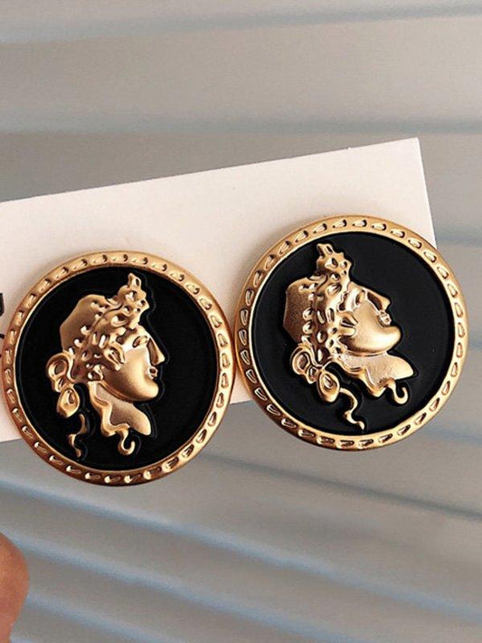 sengpan 2024 New Vintage S925 Needle Portrait Coin Earrings