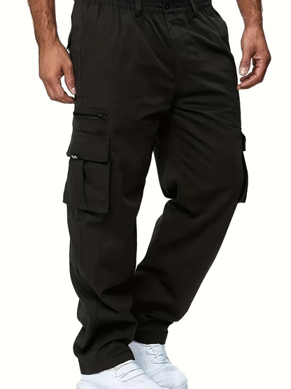 Plus Size Men's Multi-Pocket Relaxed Fit Cargo Pants - Comfortable, Versatile, and Durable Design for Outdoor Enthusiasts and Workers - Ideal for All Seasons and Occasions