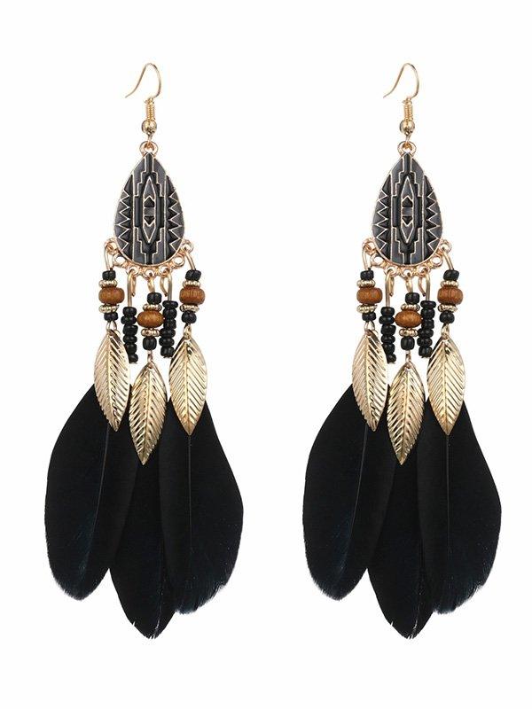 sengpan 2024 New National Original 5 Colors Feather Tassels Beads Chains 6 Colors Earrings