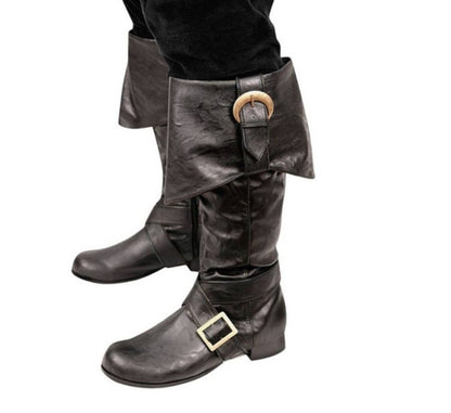 Wish   Autumn and Winter Belt Buckle Motorcycle Boots plus Size High Leg Boot Low Heel Women's Boots Foreign Trade Cross-Border