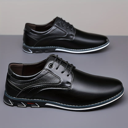 Plus Size Men's Classic Comfort Derby Shoes - Soft Solid Colour Upper, Non Slip Rubber Sole, Comfy Lace Up Closure, Breathable Footbed, Dress Shoes for Wide Feet - Ideal for Formal Occasions and Everyday Wear