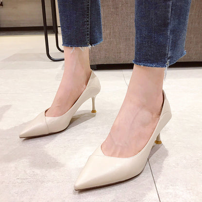 sengpashop High Heels Stiletto Heel Pointed Toe  Women's Shoes Low-Cut Work Shoes Pumps Women's Autumn and Winter   Cross-Border