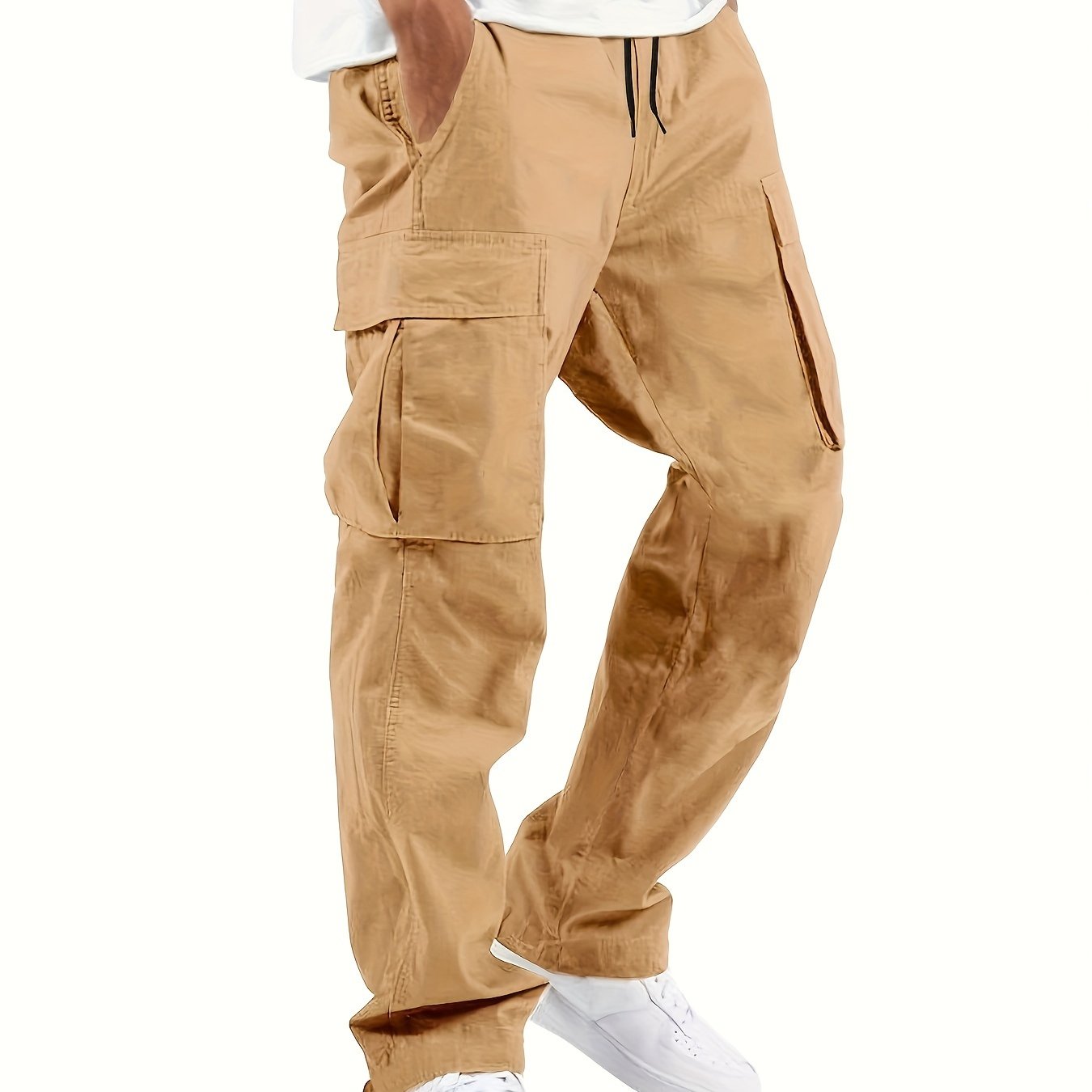 Men's Versatile Cargo Pants - Drawstring, Multi-Pocket Design, Comfort Fit for Work & Casual Wear