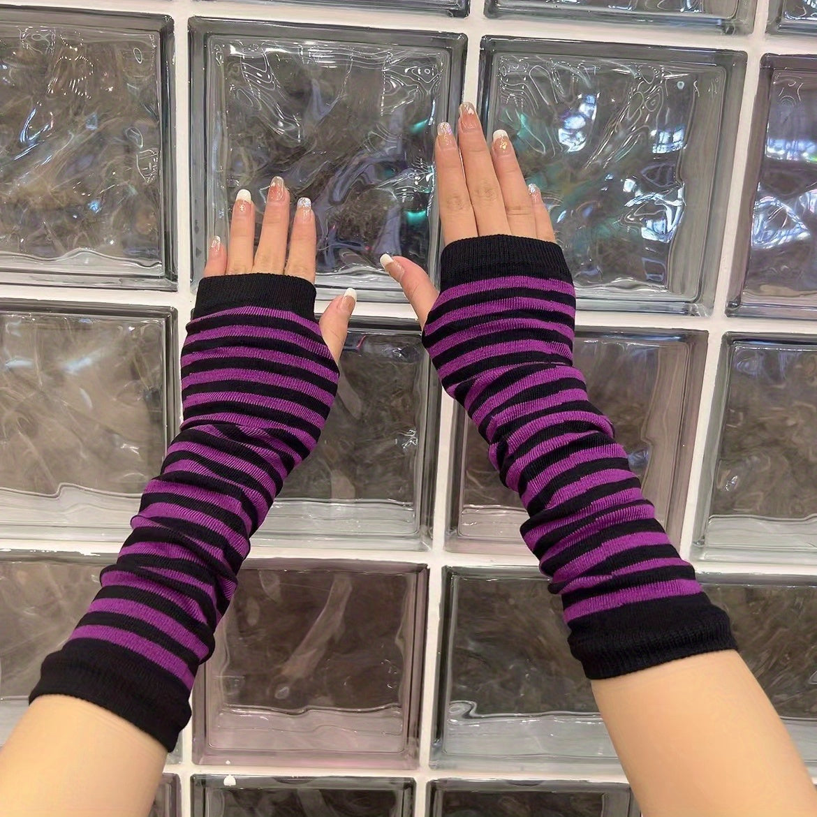 Knit Fingerless Long Gloves, Winter Warm Knitted Gloves For Women