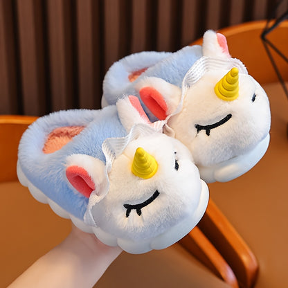 Cozy Cartoon Plush Slippers for Young Youngsters - Warm, Comfy Indoor Footwear with Non-Slip Sole, Suitable for Ages 3-6