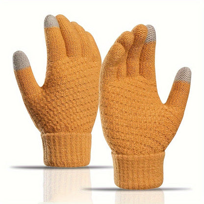 Luxurious Knit Jacquard Touchscreen Gloves - Velvety Soft, Ultra-Warm, and Coldproof - Universally Flattering Unisex Design with Innovative Split Finger Technology for Autumn Winter