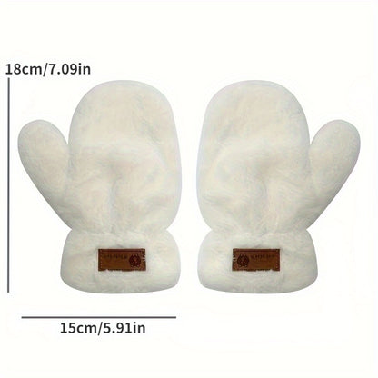 1pair Student Fashion Cute Fleece Lining Gloves, Winter Men's And Women's Gloves Plush Warm Gloves