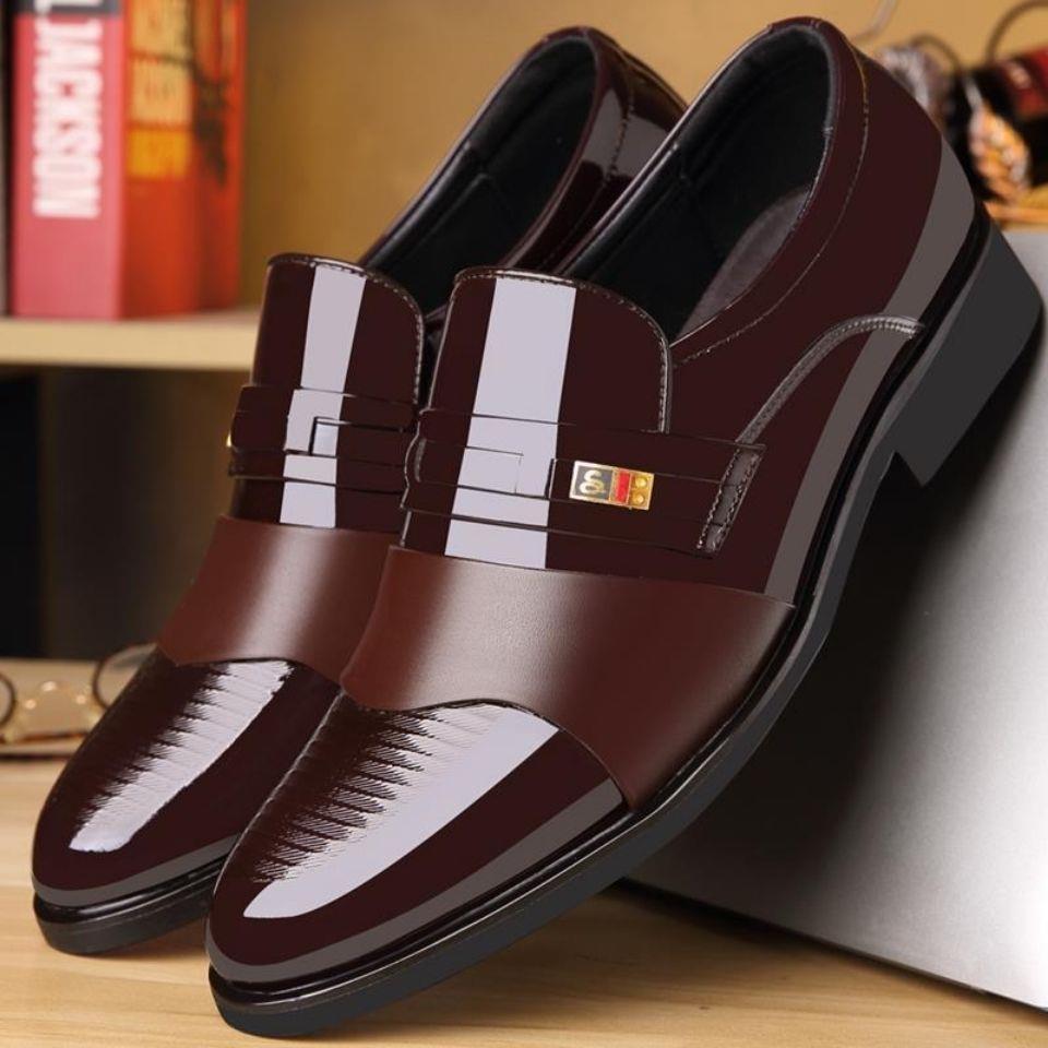 Mens PU Loafers - Slip-On Formal Shoes with Rubber Soles and PU Insoles for Business Office, Spring, Summer, and Autumn Wear - Easy to Wear and Comfortable