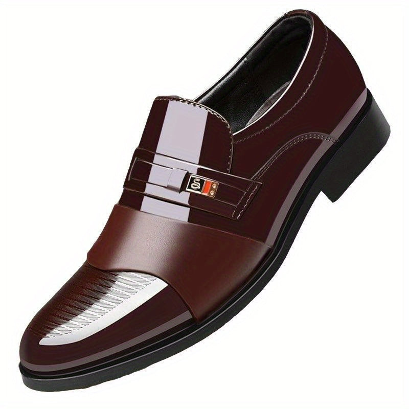 Mens PU Loafers - Slip-On Formal Shoes with Rubber Soles and PU Insoles for Business Office, Spring, Summer, and Autumn Wear - Easy to Wear and Comfortable