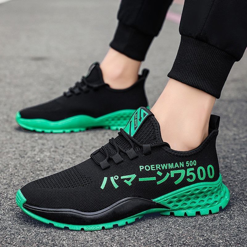 sengpashop Hollow Fly Woven Mesh Sports Men's Shoes Korean Casual Shoes Lightweight Breathable Running Shoes Men