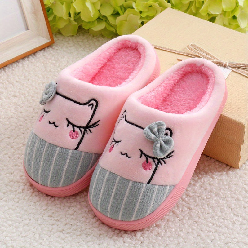 Cozy Cartoon-Themed Kids' Slippers - Warm & Thick Plush Lining For Boys And Girls, Non-Slip Sole