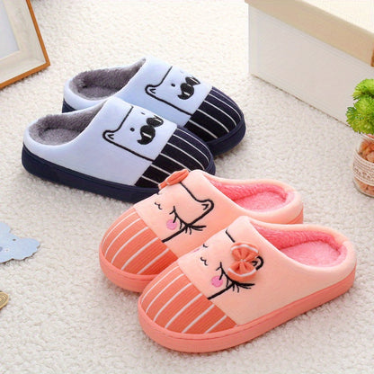 Cozy Cartoon-Themed Kids' Slippers - Warm & Thick Plush Lining For Boys And Girls, Non-Slip Sole