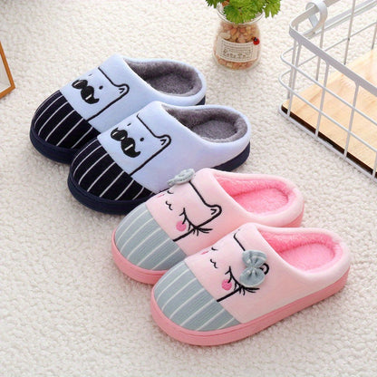 Cozy Cartoon-Themed Kids' Slippers - Warm & Thick Plush Lining For Boys And Girls, Non-Slip Sole