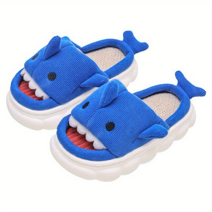 Cartoon Dinosaur Home Slippers for Boys & Girls - Cute Toddler Indoor Footwear with Fabric Upper, Rubber Sole - Lightweight, Non-Slip, Low Top - Round Toe House Shoes for Kids Ages 14 and Under - Suitable for Fall/Winter and Winter Seasons