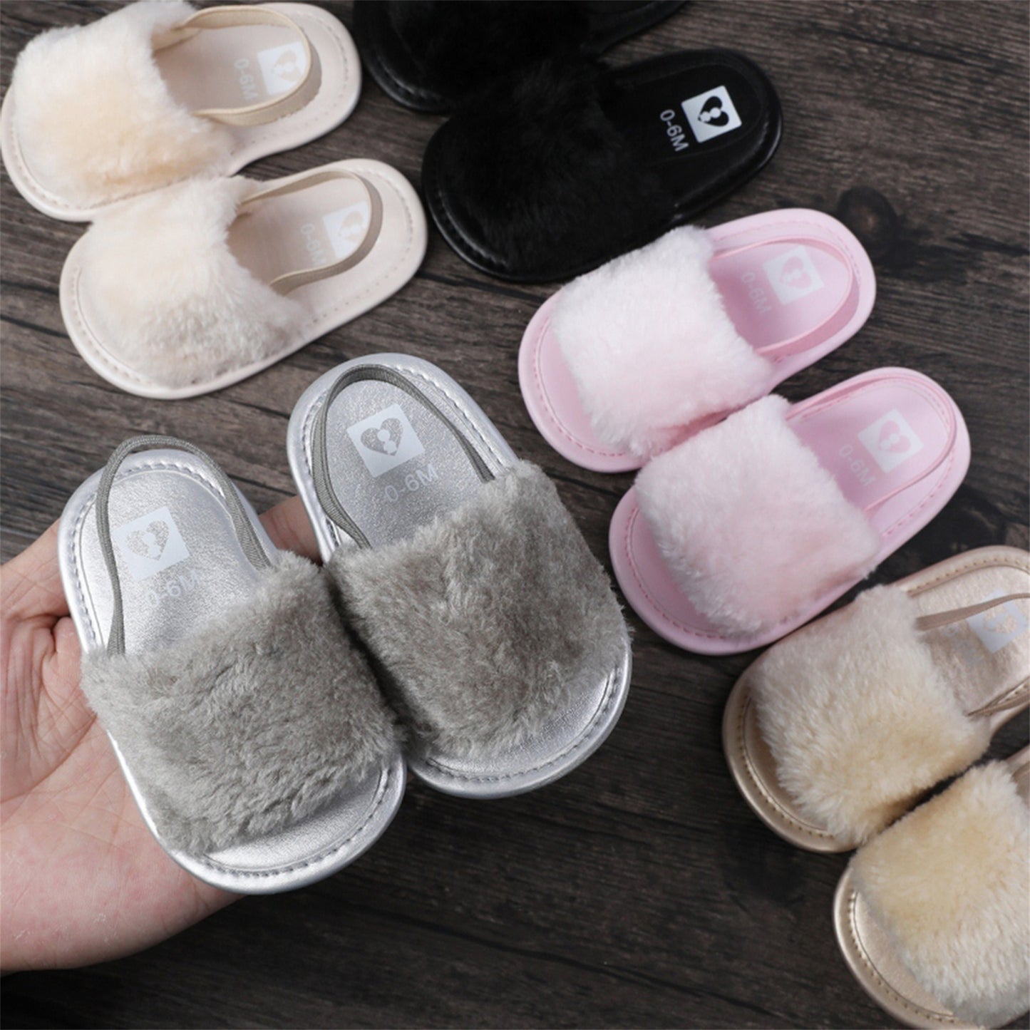 Plush Sandals Summer Open Toe Fur Princess Flats Walking Shoes