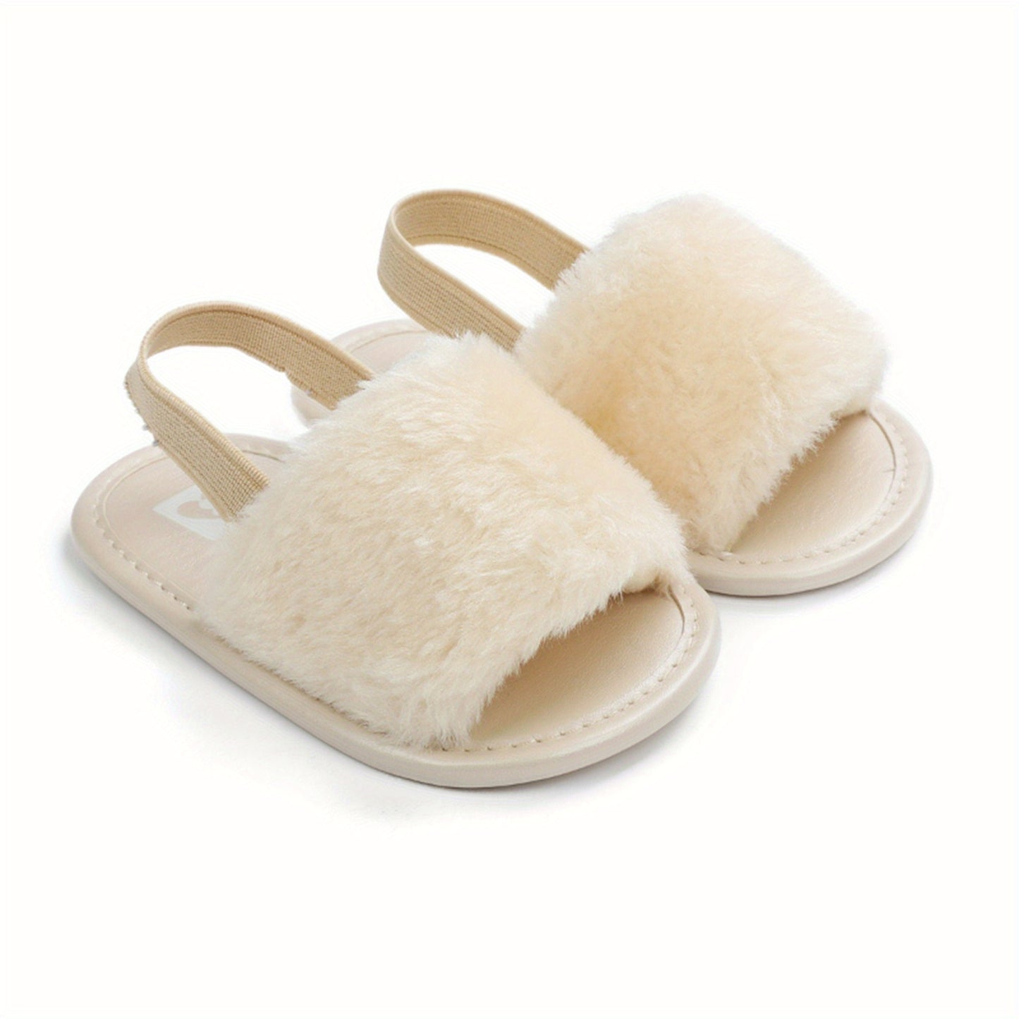 Plush Sandals Summer Open Toe Fur Princess Flats Walking Shoes