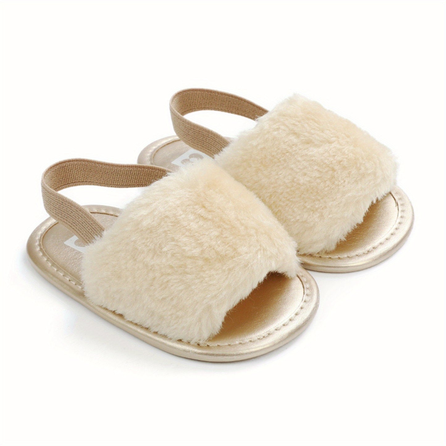 Plush Sandals Summer Open Toe Fur Princess Flats Walking Shoes