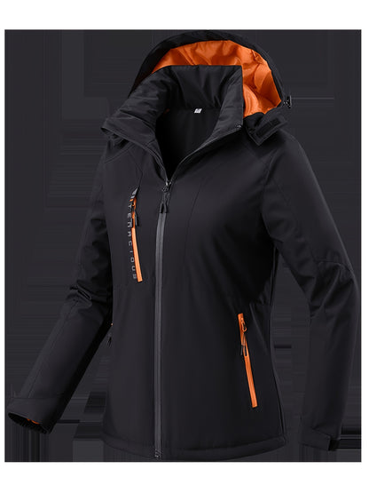 Womens Ultra-Durable Waterproof Hooded Jacket - Windproof, Insulated, Ideal for Outdoor Sports & Winter Adventures - Stylish, Comfortable Activewear