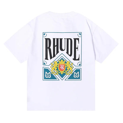 Brand Rhude T Shirts Designer Shirt Men Shorts Print White Black S M L Xl Street Cotton Fashion Youth Mens Tshirts Tshirt