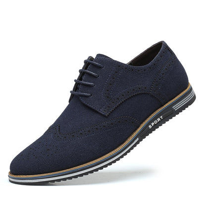 sengpashop New Men's Brogue Fashionable Men's Shoes Casual Shoes plus Size Matte Low-Top Shoes Suede Leather British Men's Shoes