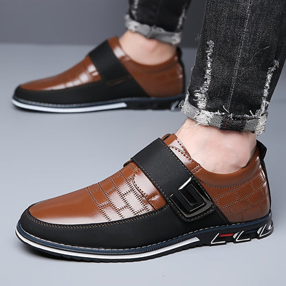 Plus Size Mens Fashionable Business Shoes with Stylish Hook & Loop Closure - Ultra-Comfortable, Non-Slip Rubber Sole, High Durability - Perfect Dress Shoes for the Modern Gentleman