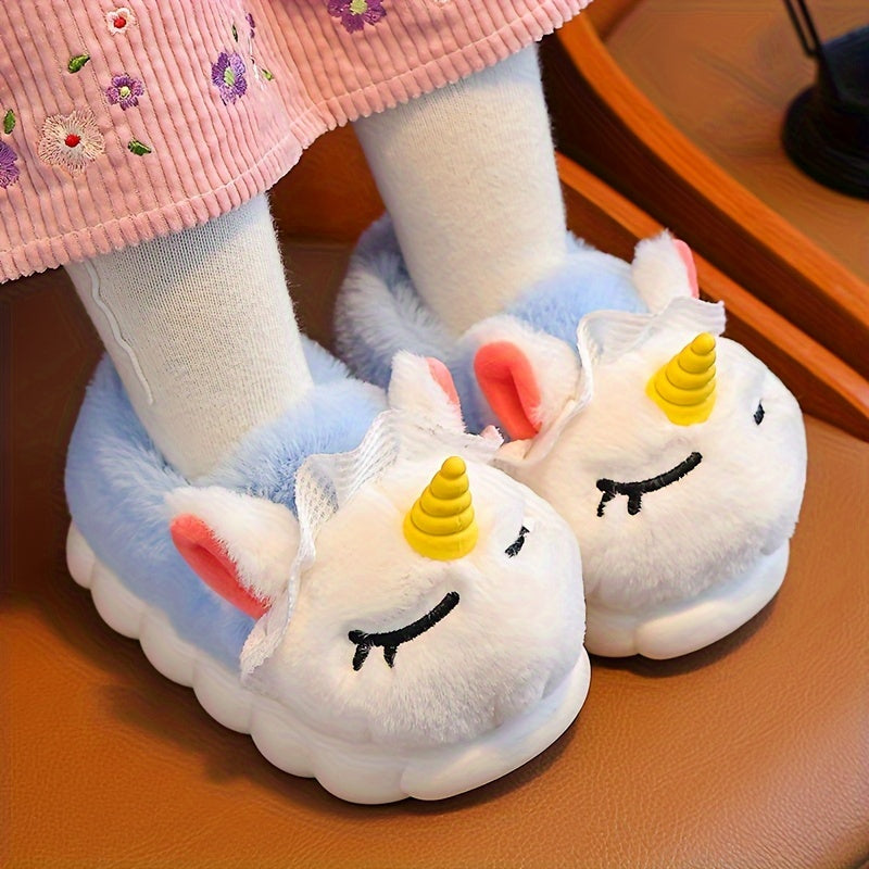 Cozy Cartoon Plush Slippers for Young Youngsters - Warm, Comfy Indoor Footwear with Non-Slip Sole, Suitable for Ages 3-6