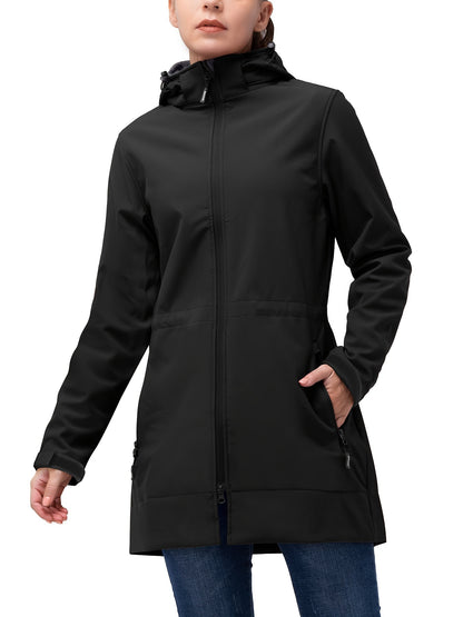 Womens Premium Waterproof Fleece Lined Hooded Jacket - All-Weather Windbreaker for Outdoor Adventures - Durable & Stylish, Long Insulated Protection