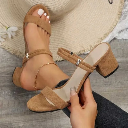 Dress Shoes  Summer New Fashion Round Toe Double layered Comfortable Sandals Thick Heel Sexy Elegant Slide Number 707 H240527 M03D