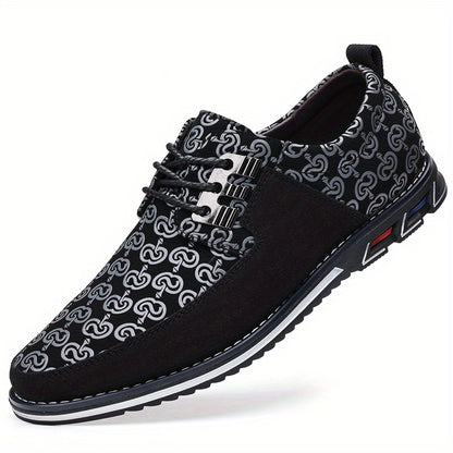 Mens Superfine Fiber Derby Shoes - Lace-up Front, Geometric Pattern, PU Insole, Rubber Sole, Solid Color Design - Ideal for Office, Business, Formal, Black Tie Optional Events