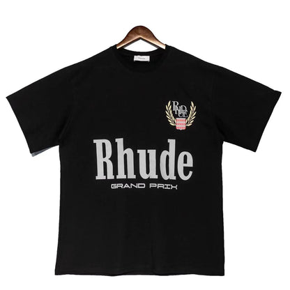 Brand Rhude T Shirts Designer Shirt Men Shorts Print White Black S M L Xl Street Cotton Fashion Youth Mens Tshirts Tshirt